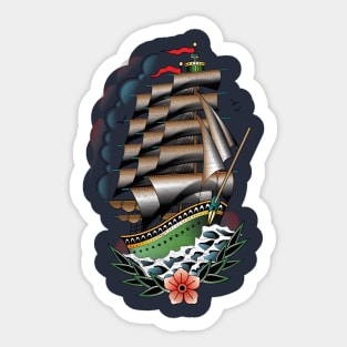 Traditional Tattoo Ship Sticker